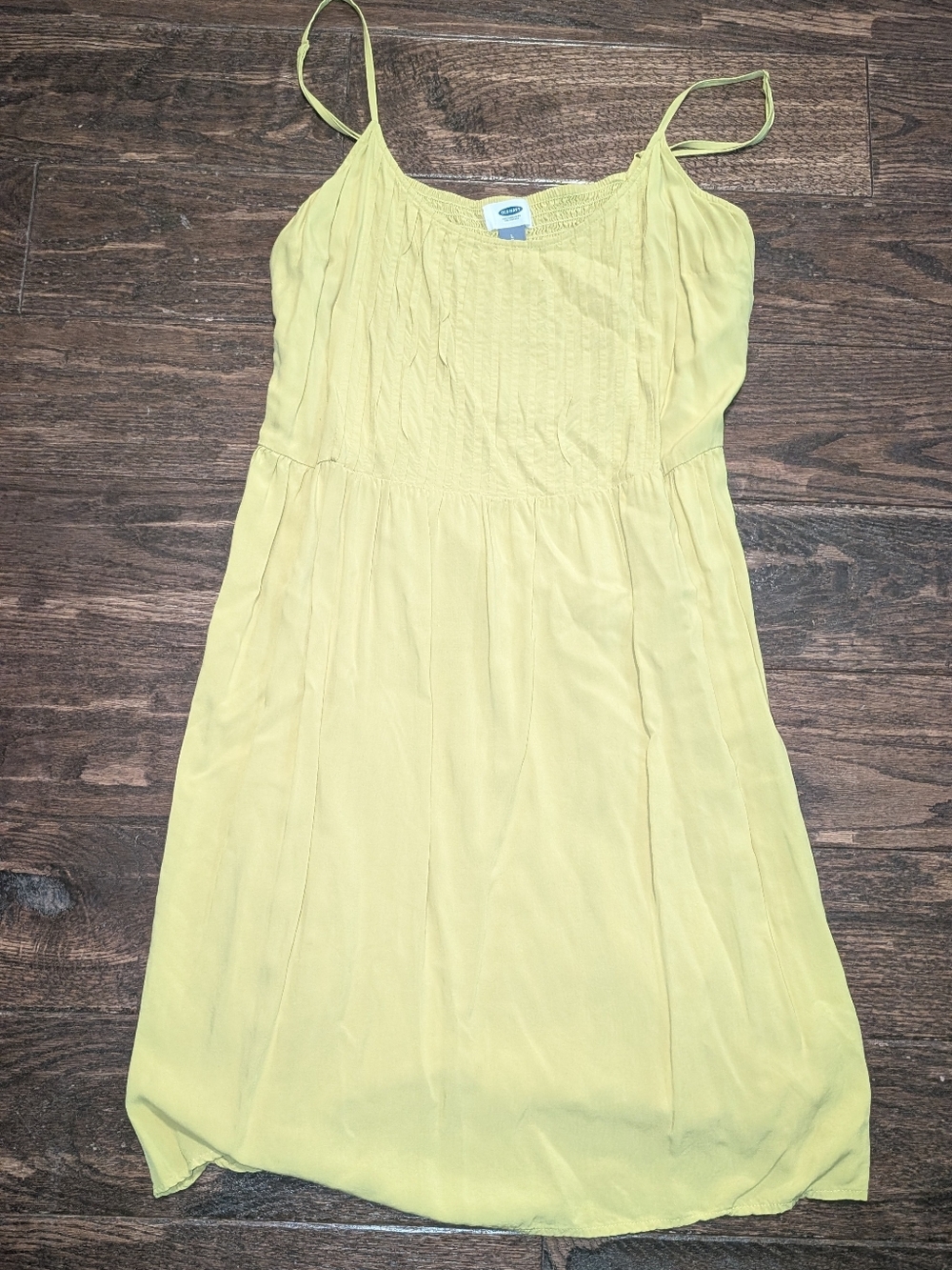 Old Navy Summer Dress Mid Length Spaghetti Strap Bright Yellow Green - Picture 4 of 9